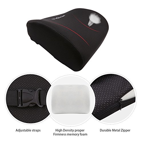 SkyGenius Back Cushion Lumbar Support Pillow for Car Office Chair, W/100% Pure Memory Foam, Slip-Proof Design W/Dual Adjustable Strap. Orthopedic Design for Back Pain Relief Correct Posture - Thumbnail 6