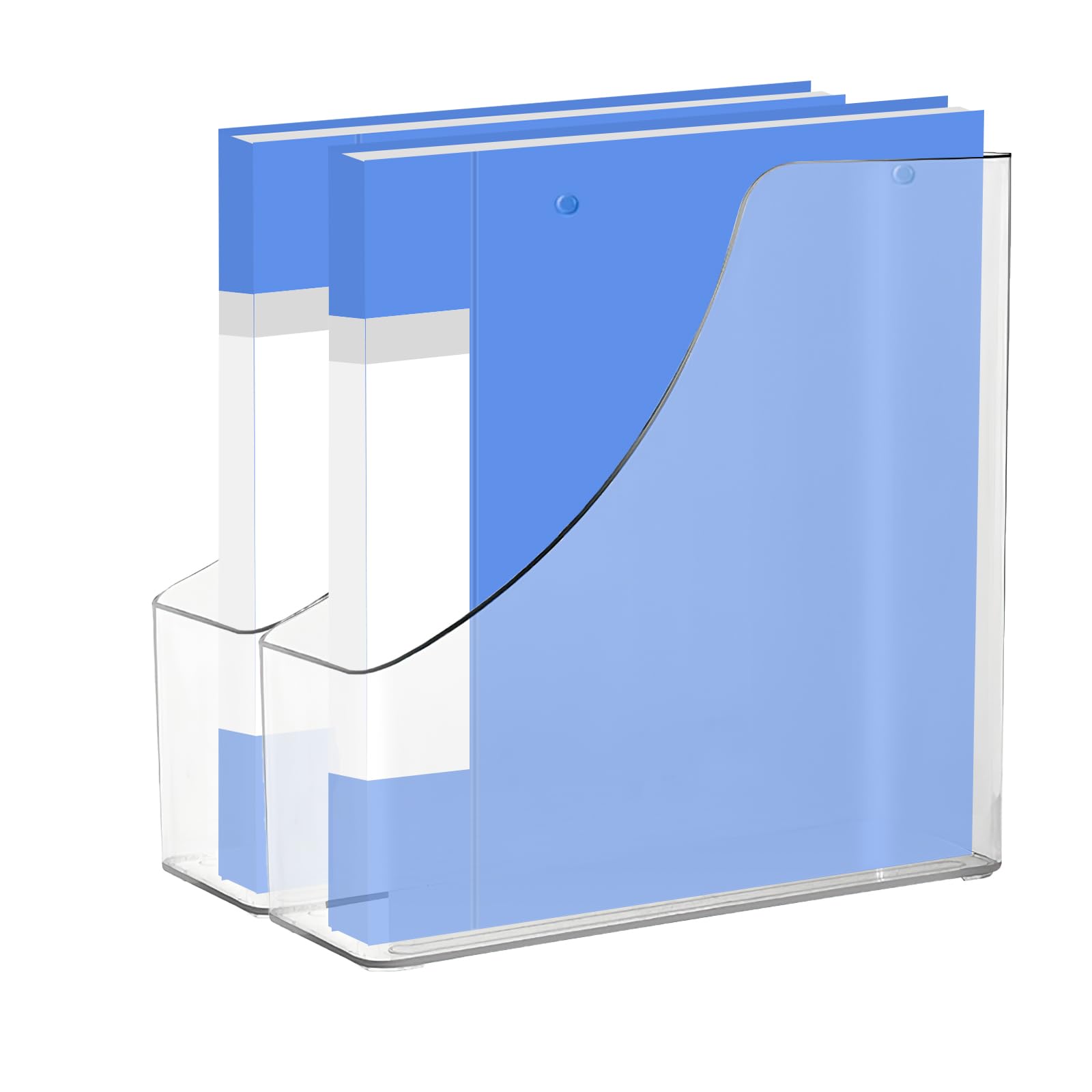 Photo 1 of 2 Pack Vertical File Holder Clear PET Desk Organizer and Storage Bins Holding for Magazines Binders Notebooks Envelopes File Organizer for Desk Multi-purpose Plastic Document Organizer Work Desktops