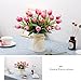 YILIYAJIA Artificial Tulips Flowers with Ceramics Vase Fake Tulip Bridal Bouquets Real Touch Flowers Arrangement for Home Table Wedding Office Decoration(Red)