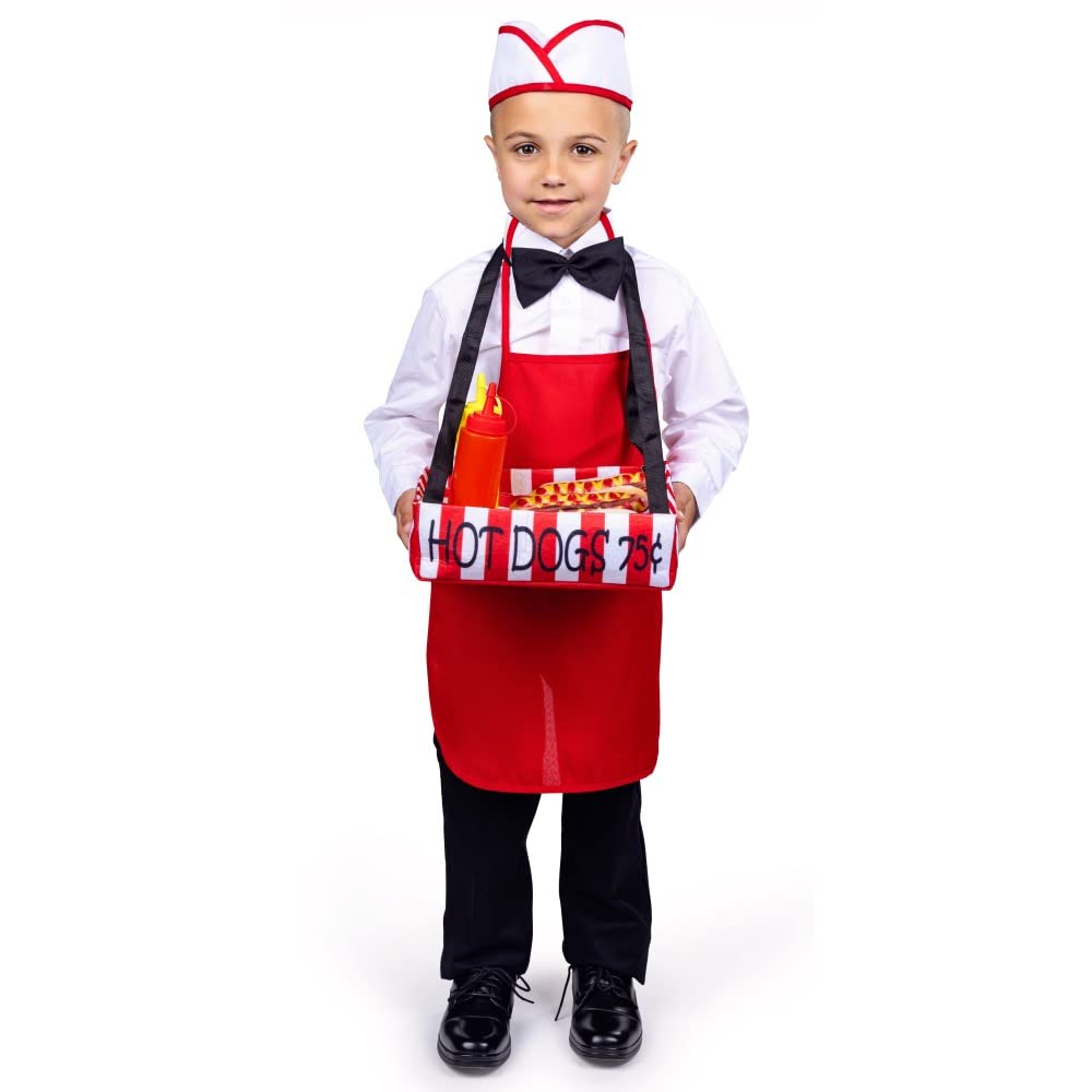 Dress Up America Sausages Vendor Costume - Kids Waiter Costume Set - Halloween Boys Dress-Up - Role Play & Dress Up Costume For Kids