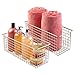 mDesign Narrow Bathroom Metal Wire Storage Organizer Bin Basket Holder with Handles - for Cabinets, Shelves, Closets, Countertops, Bedrooms, Kitchens, Garage, Laundry - 16