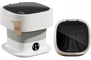 GZJ Portable Washing Machine, Mini Washer 15L High Capacity with 3 Modes Deep Cleaning for Underwear, Baby Clothes, or Small Items, Foldable Washing Machine for Apartments, Camping, Travel (Grey)