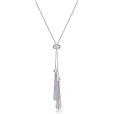 JERTOCLE Tassel Pendant Lariat Y Necklace Long Snake Chain Necklaces with Adjustable Crystal Slider Ball