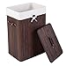 Giantex Rectangle Bamboo Hamper Laundry Basket Washing Cloth Bin Rangier Lid (Deep Brown)