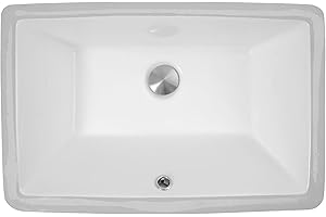 Nantucket Sinks UM-19x11-W Undermount Bathroom Sink – 19"x11" Rectangular White Bowl Bath Vanity Sink, w Overflow, High Gloss Vitreous China, Scratch & Stain Resistant – Great Point