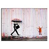 DVQ ART - Colorful Rain Prints Paintings Modern Canvas Wall Art With Frames For Home Decorative Picture