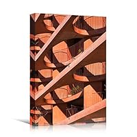 Canvas Wall Art Orange Building Pattern Abstract Architecture & Maps Building Chic Home Office Photography - 12x18 inches