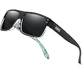 DUBERY Unisex Wide Frame Polarized Sunglasses UV Protection Retro Rectangular Sun Glasses D912