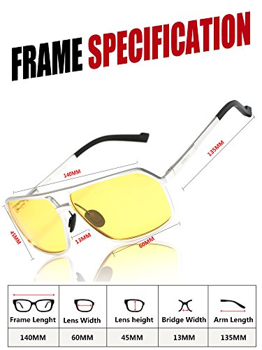 Soxick HD Metal Polarized Night Vision Driving Glasses Sunglasses Square Oversized Full Rim for Men Women