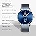 Watch, Men's Watches Blue Simple Casual Stainless Steel Calendar Analog Quartz Dress Waterproof Minimalist Wrist Watch with Mesh Band
