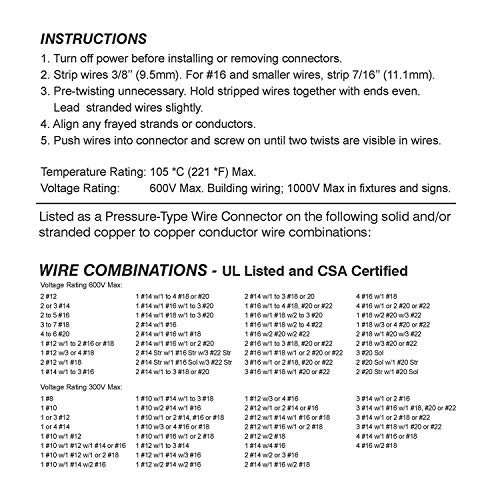 500 PCS Yellow Wire Connector, P4 Type Easy Twist-On Ribbed Cap - UL and CSA Listed