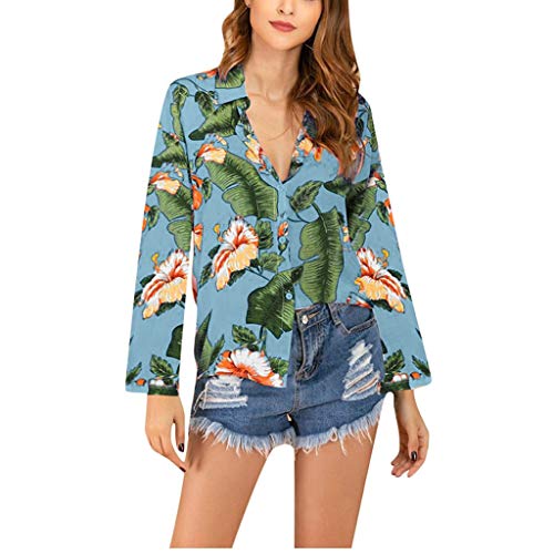 image for GHrcvdhw Women's Casual Bohemian Print Cotton Slutty Lapel Long-Sleeve