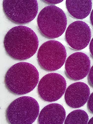 100 Pcs Hook Loop Fastener Dots Sticks Tape 1 inch Diameter Self-Adhesive Sticky Back Nylon Coins Waterproof for Classroom Office School Teachers Kids Hanging Picture Frames (Purple)