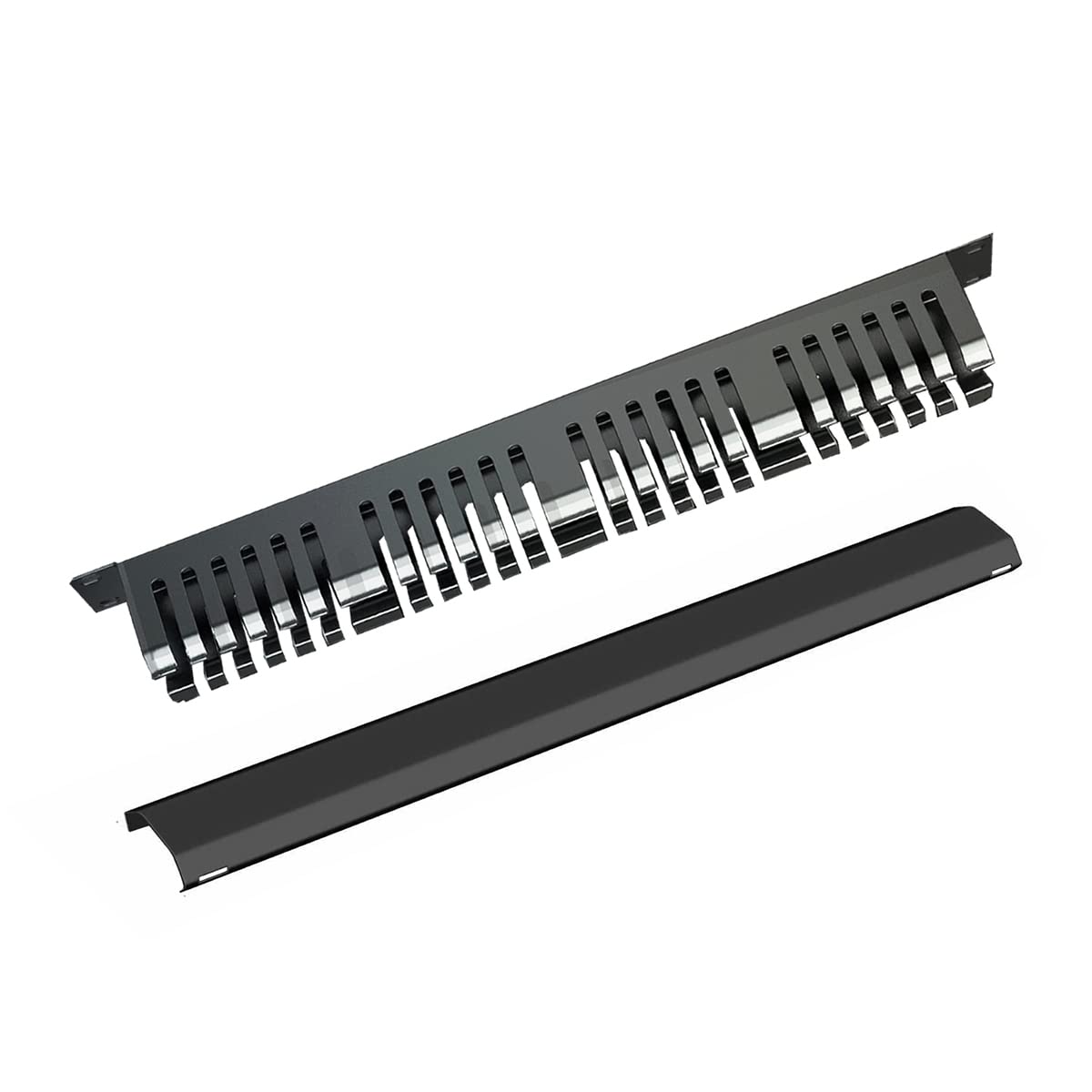 1U Cable Management Rack with Mounting Screws, 24 Slot/48 Port Metal Finger Duct Wire Organizer with Cover