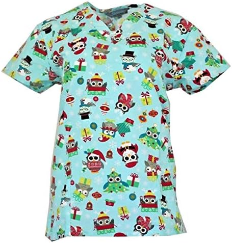 Christmas Scrub Tops Holiday Prints Sizes XS-4XL Medical Nursing NWT