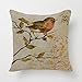 SLS Cotton Linen Decorative Throw Pillow Case Cushion Cover Branch Bird 18 