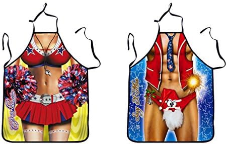WISDOMTOY Adults Holiday Christmas Apron Decoration Baking Kitchen Accessory Party Supplies (Couples)