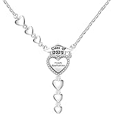 CLOORDE Class of 2025 Graduation Necklace for Women Silver Graduation Cap Heart Pendant Necklace High School College Graduation Jewelry Gifts for Her