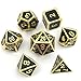 IvyFieldDice Shiny Gold w/Black Metal Enamel Dice D4 D6 D8 D10 D% D12 D20 for Dungeons and Dragons RPG Dice Gaming with Free Drawstring Pouch