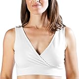Extra Soft Organic Cotton Wireless Nursing & Maternity Sleep Bra (White, Small)
