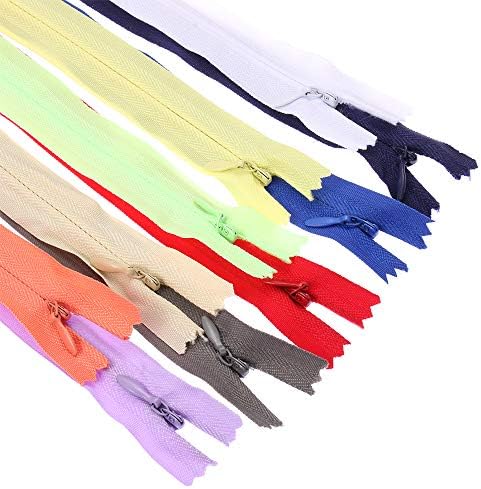 thanksky 10PCS Close-End Handcraft Nylon Invisible Zippers,Tailor Garment Apparel Accessories Coil Zippers Sewing Tool(red)