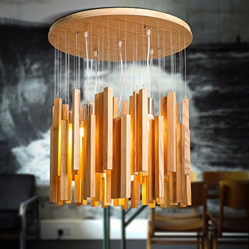 Artuesthome Olive Ash Wood Pedant Lamp, Batten Light, Cafeteria, Lobby, Living Room, Shopping Mall Light