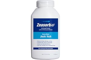 Zeasorb Super Absorbent Antifungal Treatment Powder for Jock Itch, Dermatologist Recommended, Attacks & Absorbs Moisture, Patented Odor Control Technology, with Bentonite Clay and Aloe, 2.5 oz bottle