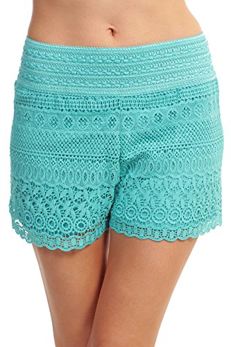 ToBeInStyle Women's Cross-Over Lace Shorts - Mint - Small
