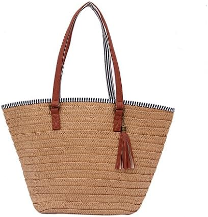 Sornean Summer Beach Straw Bag Top Handle Shoulder Bag Women Tote with Tassels