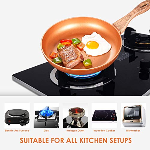 Nonstick Frying Pan, AICOOK Fry Pan, Induction Fry Pan, Copper Pan, Copper Cookware, Dishwasher