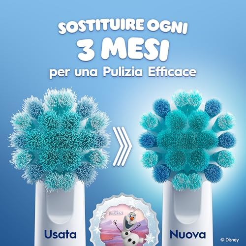PRO Testina Spazzolino Elettrico Per Bambini dai 3 anni in su, Con Disney Frozen, Setole Extra Morbide, Bianco, Confezione Da 10