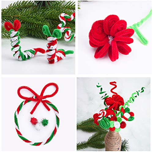 Livder 400 Pieces Christmas Pipe Cleaners Chenille Stems for DIY Art Crafts Decorations Supplies, Red Green White - Thumbnail 6