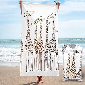 Microfibre towel lightweight travel beach towel | Extra large quick drying camping towel Premium gym towels for swimming yoga | Highly absorbent fast dry | Giraffes