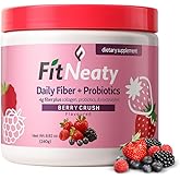 FitNeaty Fiber Supplement Powder for Women & Men, Organic Acacia Fiber with Collagen, Probiotics & Electrolytes, Daily Digestive Support, Berry Crush Flavor, 240g