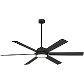 MINKA-AIRE F897L-CL Cairo 65" 6-Blade LED Smart Indoor/Outdoor Ceiling Fan - Coal Finish with Matte Lens