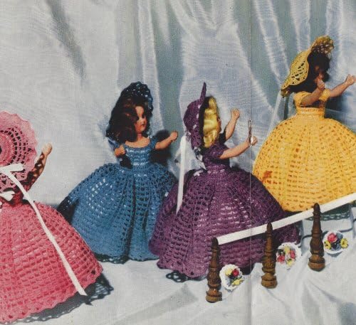 Vintage Crochet PATTERN to make - 8-inch Doll Clothes Bridesmaids Dress Party Hat. NOT a finished item. This is a pattern and/or instructions to make the item only.