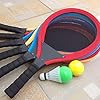 YIMORE-Raquetas-de-Tenis-Badminton-con-Bolas-Juguete-para-Ninos-3-en-1-Juego-de-Deporte-Playa-al-Aire-Libre-Rojo