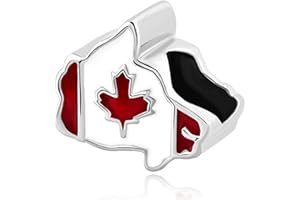 Luluadorn Canadian Maple Leaf Flag of Canada Map Charms Compatible with Pandora Charms Bracelets