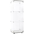 Zipzop Modern 49'' Contemporary 3-Shelf Case Glass Display Cabinet in Clear with Door, Curio Cabinet Collection Display Case, Floor Standing Bookshelf for Living Room Bedroom Home Office