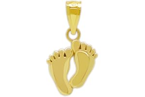 CHARM AMERICA Gold Baby Feet Charm Pendant - 10 Karat Gold - Newborn Gift - Baby Feet Jewelry - Baby Shower Pendant