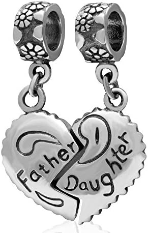 Father Daughter 925 Sterling Silver Charm Heart Love Bead Gifts from Dad