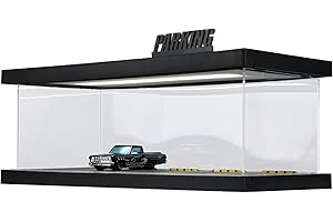 BIVITRE Hot Cars Wheels Display Case - 1/64 Scale Die-cast Model Car Display Case with LED Light and Acrylic Cover, Hot Diecast Wheels Parking Garage Dioramas with 9 Parking Spaces (1/64-clear)