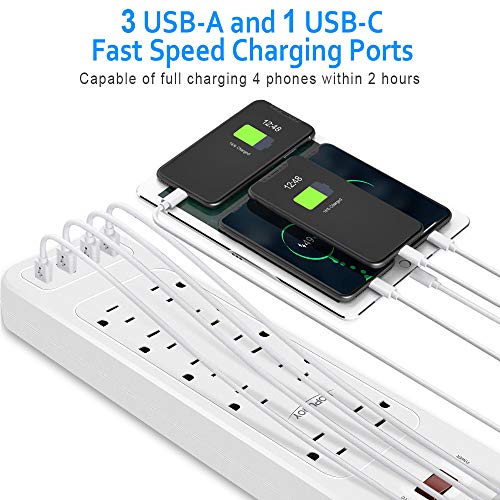 Power Strip Surge Protector, BOPUROY 10 AC Outlets Power Surge