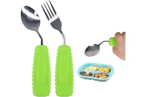 EZ Assistive Adaptive Weighted Utensils Set – Spoon and Fork for Hand Tremors, Parkinson’s, Elderly, and Arthritis – Adaptive Eating Utensils for Weak Grip and Limited Mobility