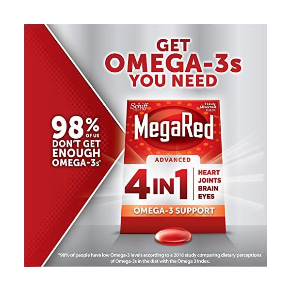 Megared Omega 3 Fish Oil & Antarctic Krill Oil Softgels for Brain