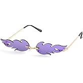 Onrtry Fire Flame Sunglasses for Women Men Rimless Goth Glasses Halloween Party Glasses Novelty Sun Glasses