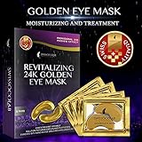 Eye Pads 24k Gold Eye Mask Anti-Aging Hyaluronic Acid Eye Patches Under Eye Mask for Moisturizing & Reducing Dark Circles Puffiness Wrinkles Eye Gel Pads from Puffy Eyes Collagen Eye Pads … (Blue)