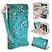 LG OPTIMUS L70 Case, Magnetic Closure Leather Flip Wallet Case with 2 Card Slots, Cash Compartment and Wrist Strap for Optimus Exceed 2 W7/ LS620 Realm/ L41C Ultimate 2 Wallet Case (Blossom Teal)