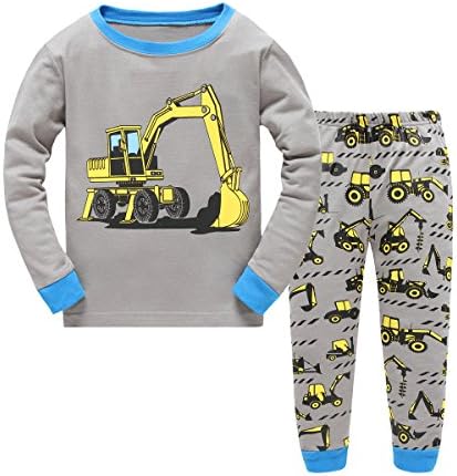 Dreamaxhp Excavator Little Boys' Pajamas Set 100% Cotton Size T3