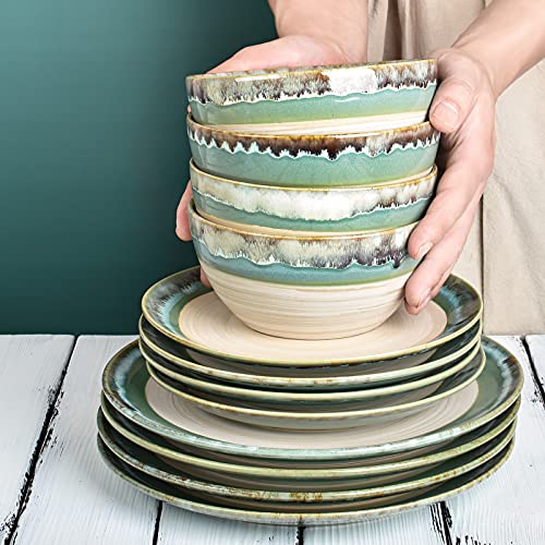 Bosmarlin Stoneware Dinnerware Set, Ceramic Bowls and Plates Set